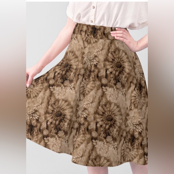 CJ Banks Dresses & Skirts - CJ Banks linen midi skirt size 1X brown floral